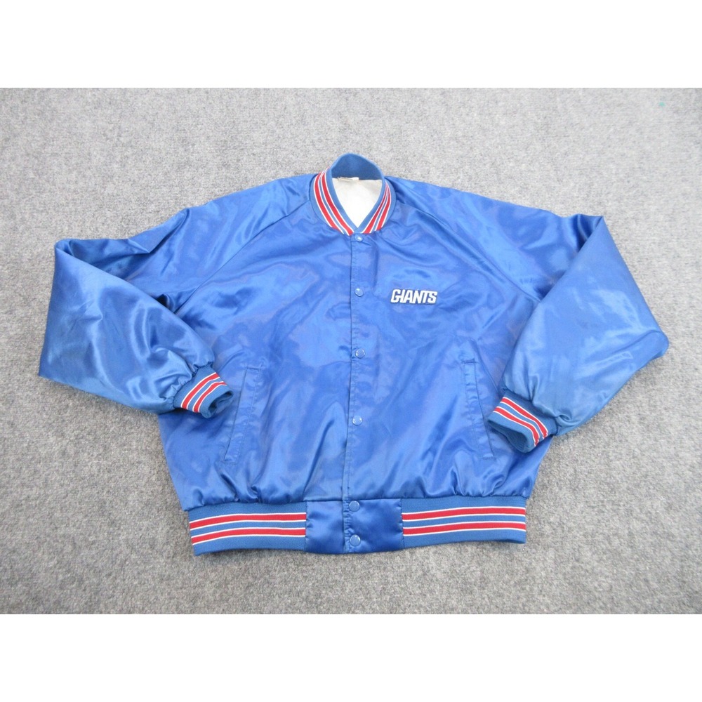 Vintage New York Giants Satin Jacket Mens XL Blue NFL Football Chalk Line 90s